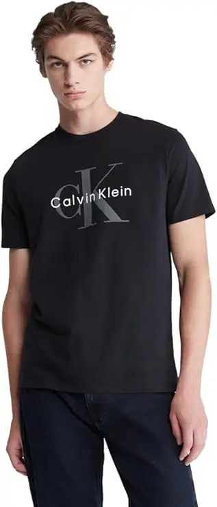 Calvin Klein | Men's Monogram Logo Crewneck Black Beauty  T-Shirt