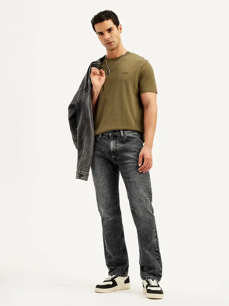 Levi's | Men's Charcoal Grey Slim Straight Fit Mid Rise Jeans