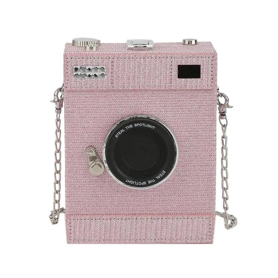 Solid Box | Vintage Camera-Inspired Pink  Crossbody Bag