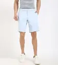 TOMMY HILFIGER | Blue Cotton Regular Fit Solid Shorts