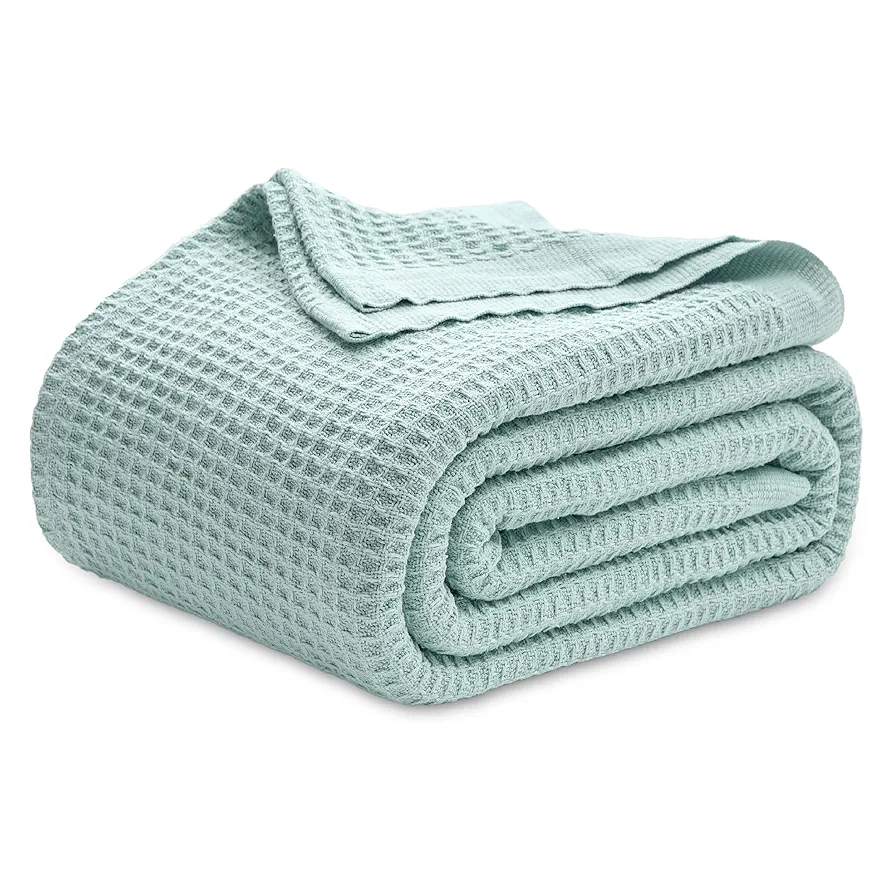 BEDSURE | Mint | 90x90 Inches 100% Cotton Queen Size Blanket for Bed