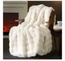 Amélie Home | 50x60 Inches | Cream White Faux Fur Throw Blanket