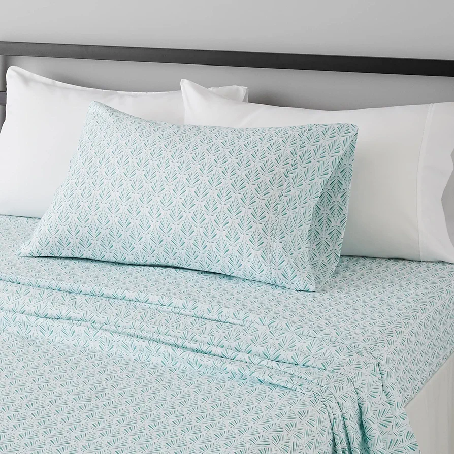 Amazon Basics | Aqua Fern Lightweight Super Microfiber 4-Piece Bed Sheet