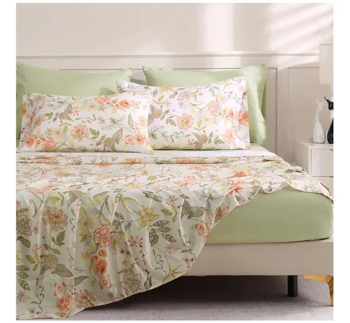 LONAVA Floral | Warm Flower Printed | Queen Size Bed Sheet