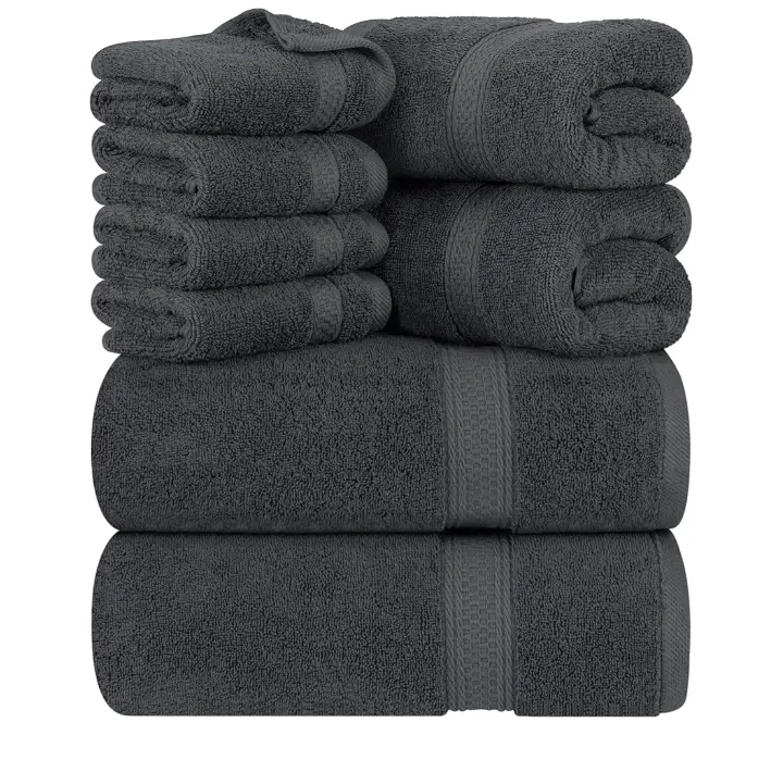 Utopia Towels | 8 Piece Spa Grey Premium Towel Set