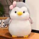 Grey Penguin Plush Toy with Backpack