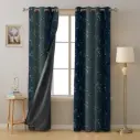 Mini Floral | Trellis Floral Midnight Blue Heavy Satin Room Darkening Curtains