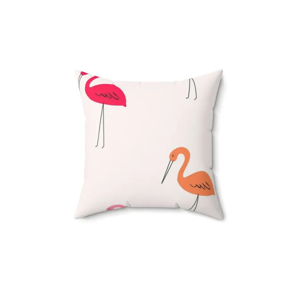 Spun Polyester Square Flamingo | Pillow Case 