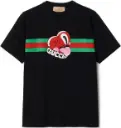 GUCCI | Heart Stipe Black Cotton T-Shirt