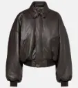 BALENCIAGA | Premium Dark Leather Bomber Jacket