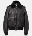 SAINT LAURENT | Shearling Trimmed Leather Jacket