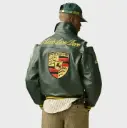 Aime Leon Dore | Men's Vintage Porsche Logo Leather Jacket
