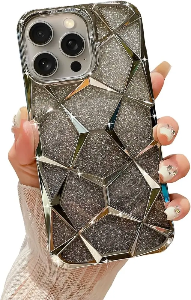 VONZEE | Gradient Glitter Diamond Bling Shiny Silver Case | iphone 16 pro Max