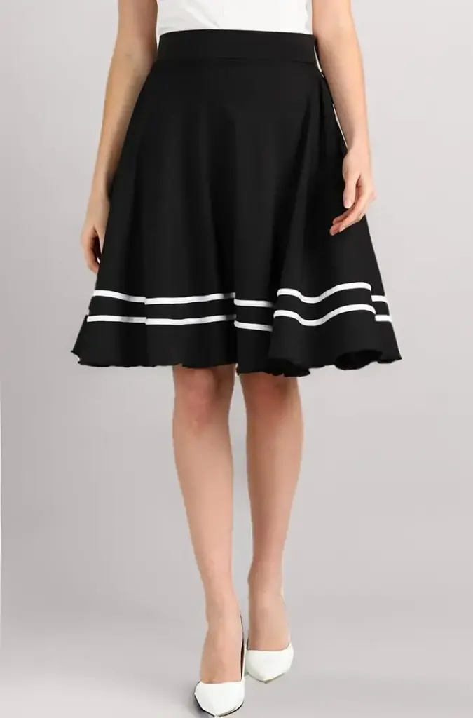 FRAULEIN | Women's Black Stripes Midi Skirt