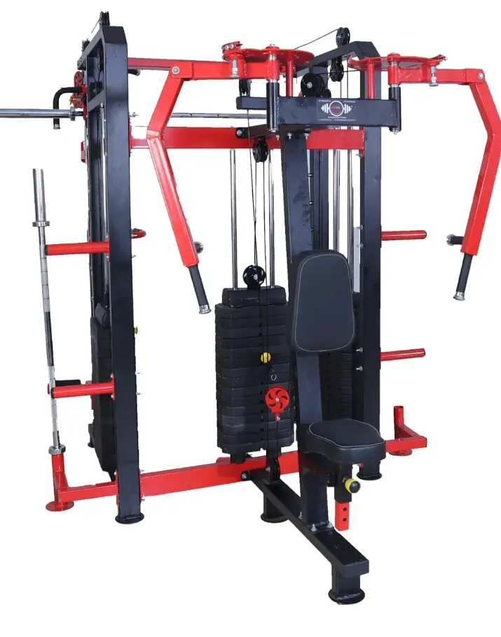 Multi-Functional Strength Training Equipment Set with Red and Black PVC Stack