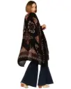 Angie Women's Standard Scarf Print Black Kimono