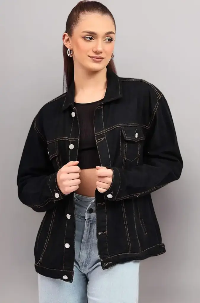 Urban Edge | Women's Black Oversized Denim Jacket