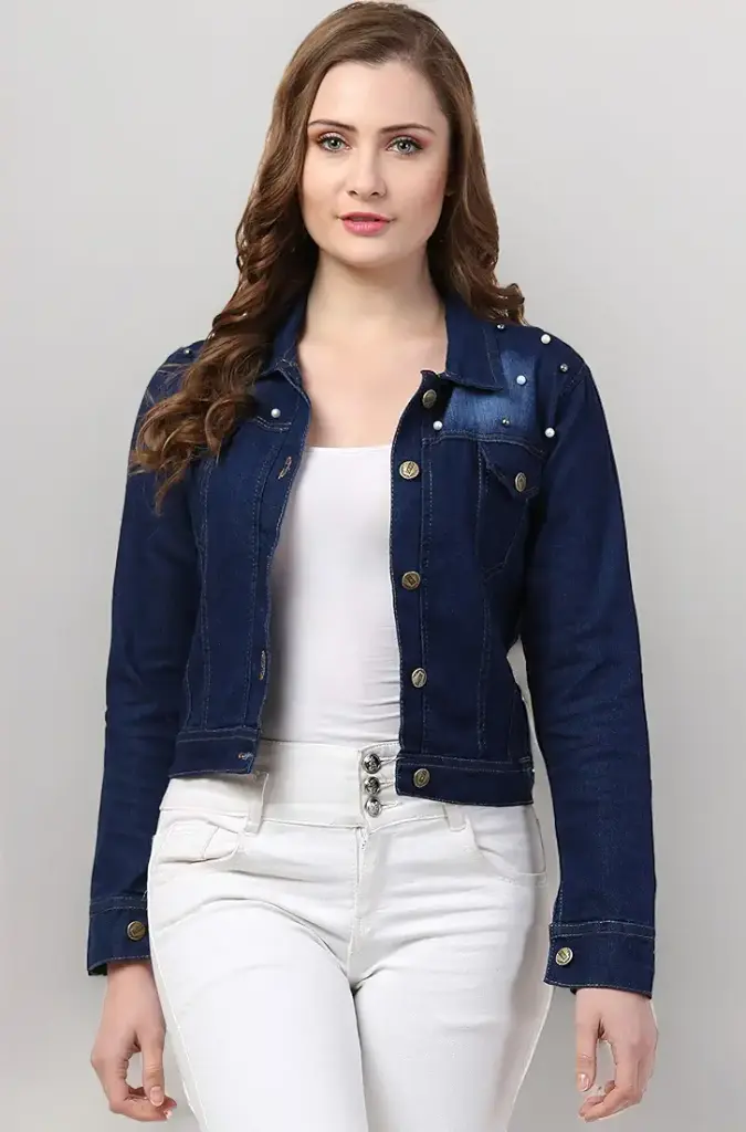 FUNDAY FASHION | Midnight Pearl | Women's Dark Wash Denim Jacket
