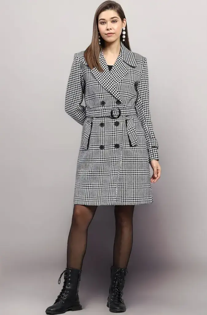 Monte Carlo | Monochrome Muse | Houndstooth Belted Overcoat