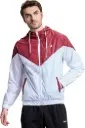 BoldFit | Men's Windcheater Jacket | White & Maroon | Colorblock Sporty Hoodie