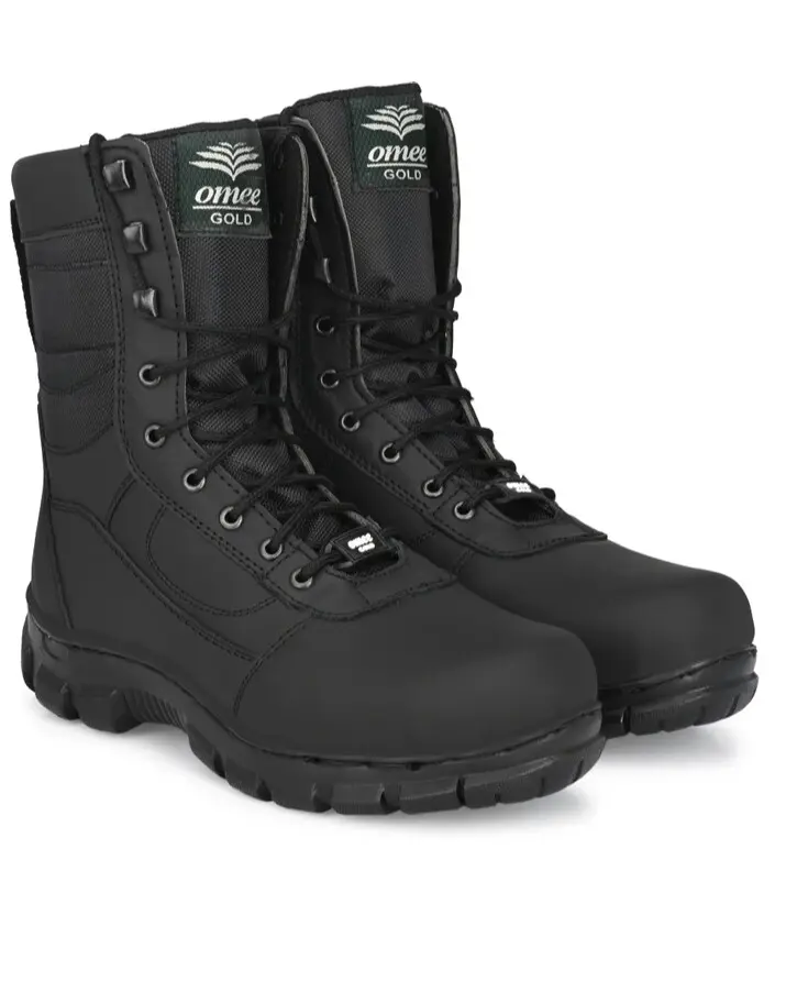Men's Long Black Rugged  Boots