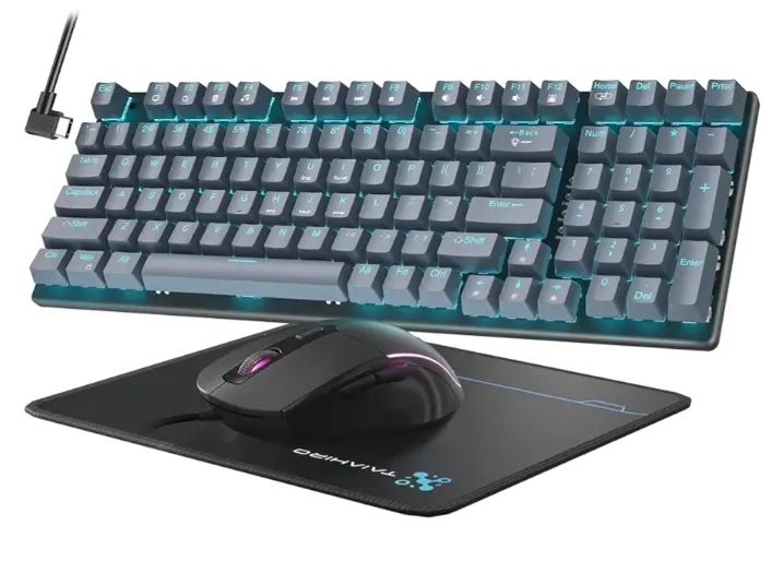 Taiahiro | 98-Key Mechanical Gaming Keyboard and Mouse | Grey