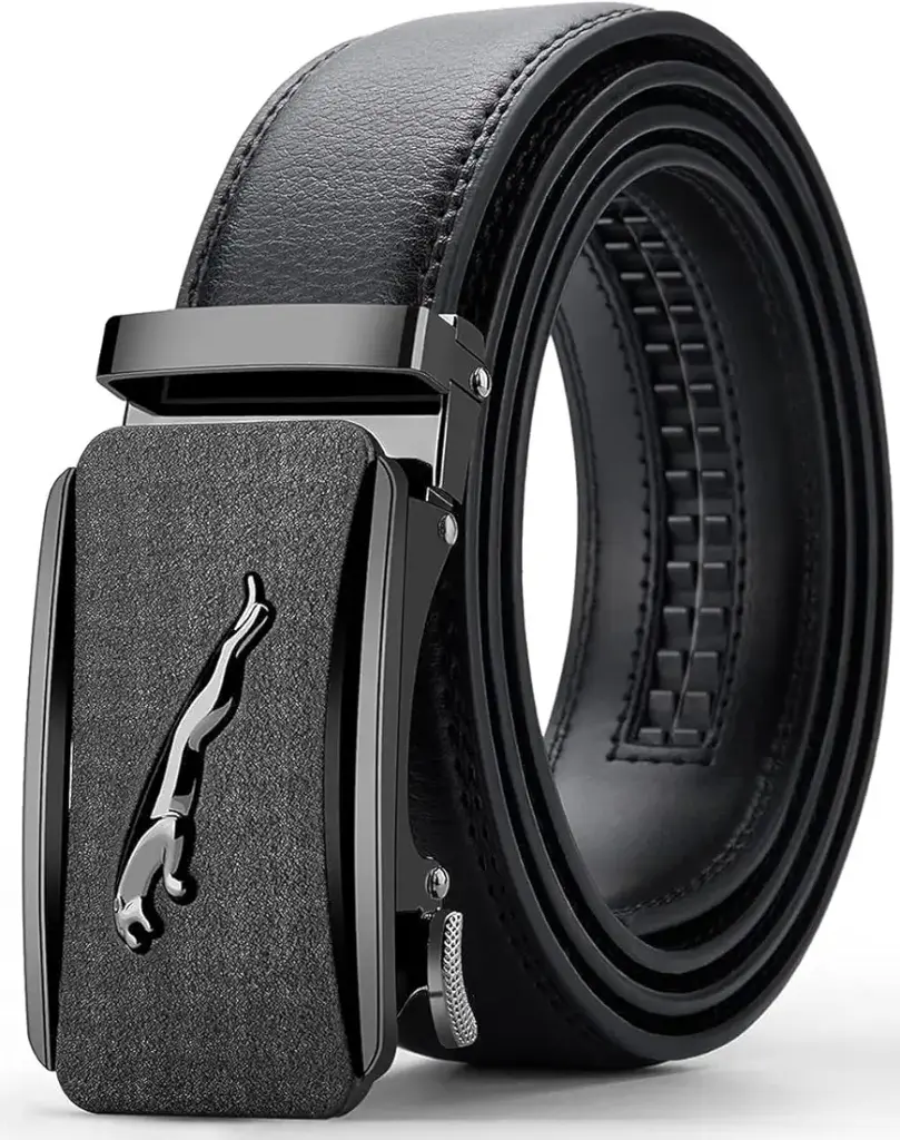 Jaguar Autolock Buckle Black Leather Belt for Men