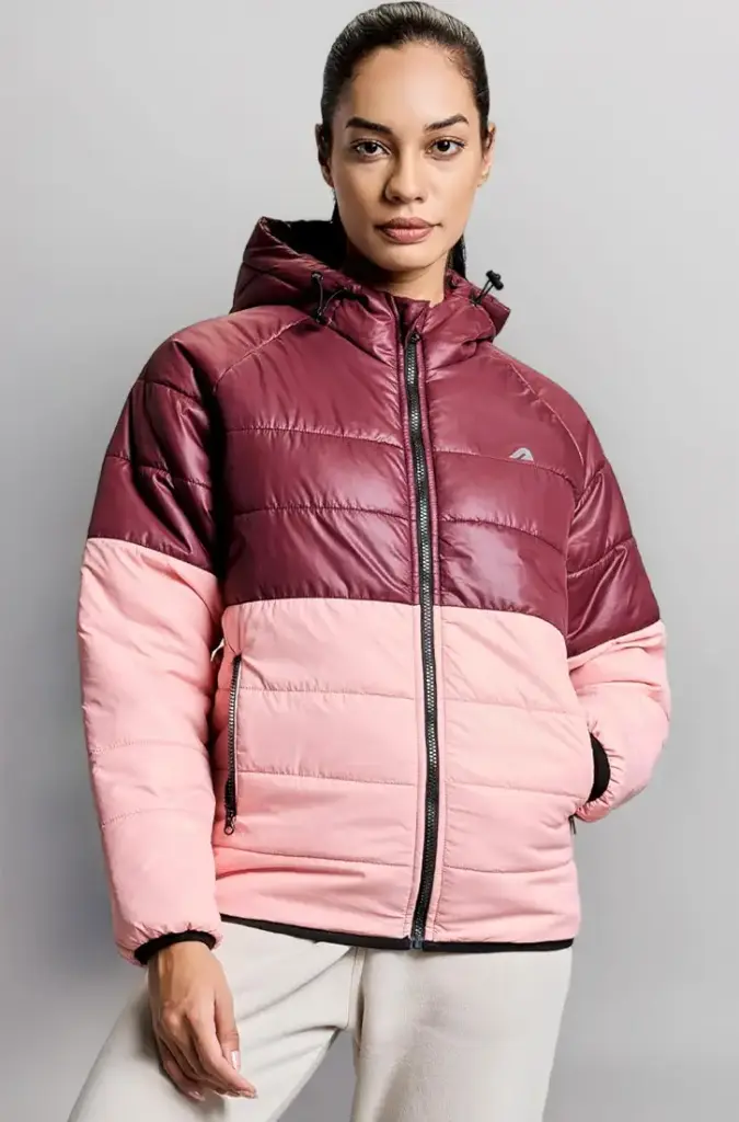 Boldfit | Hooded Puffer Jacket | Wine-Pink