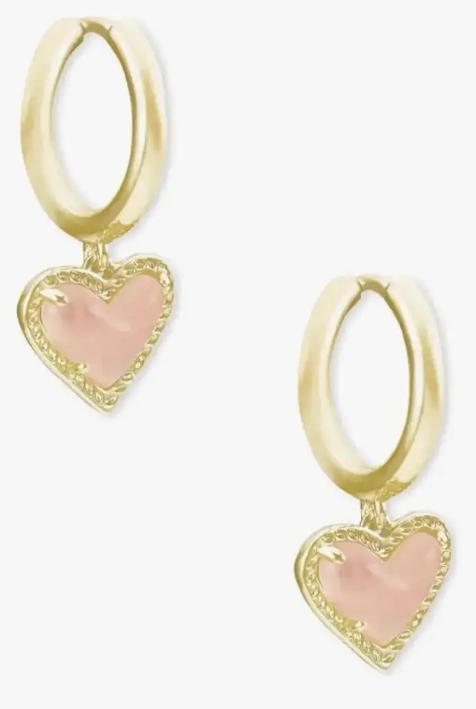 KENDRA SCOTT | Heart-Shaped Rose Quartz Dangle Earrings 