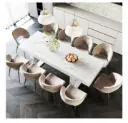 STHOUYN | White Marble Extendable Dining Table