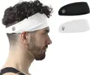 SKULLFIT | Sweat-Wicking Workout Headbands | Black & White | Pack of 2