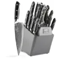 NANFANG Brothers | 18-Piece Damascus Kitchen Knife Set with Ergonomic Hand and Sharpener