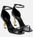 SAINT LAURENT | Opyum Embellished Patent-Leather Sandals