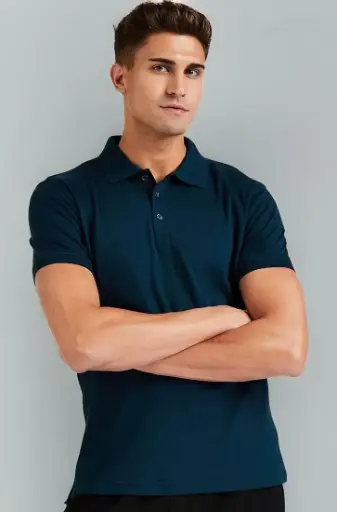 Van Heusen | Men's Cotton Regular Fit Deep Sea Polo  T-Shirt