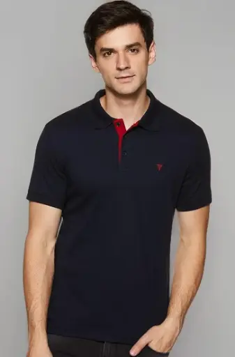 Van Heusen | Men's cotton Regular Fit Navy blue Polo T-Shirt