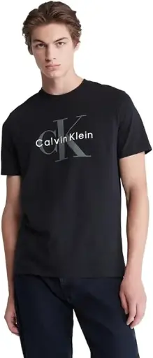 Calvin Klein | Men's Monogram Logo Crewneck Black Beauty  T-Shirt