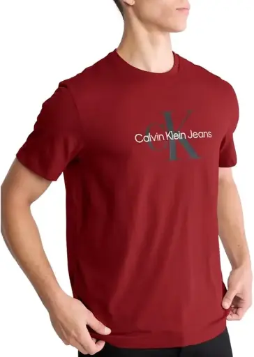 Calvin Klein | Men's  Monogram Logo Crewneck Winery T-Shirt