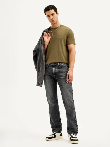Levi's | Men's Charcoal Grey Slim Straight Fit Mid Rise Jeans