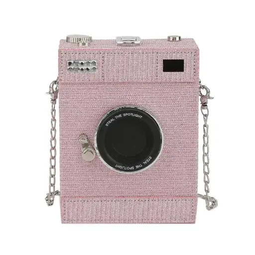 Solid Box | Vintage Camera-Inspired Pink  Crossbody Bag