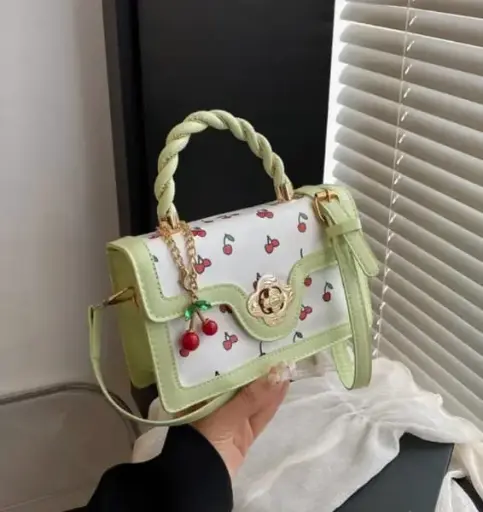 Cherry Charm with Lime Accent | Crossbody Bag 