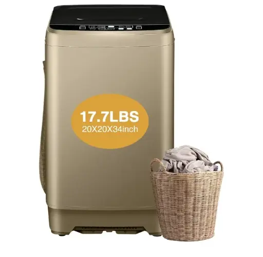 AYCLIF 17.7LBS | Full Automatic Top-Loading Washing Machine with 20X20X34 inch  Dimensions Gold Finish