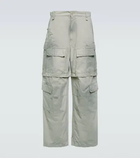 BALENCIAGA | Convertible Distressed Cotton Cargo pants