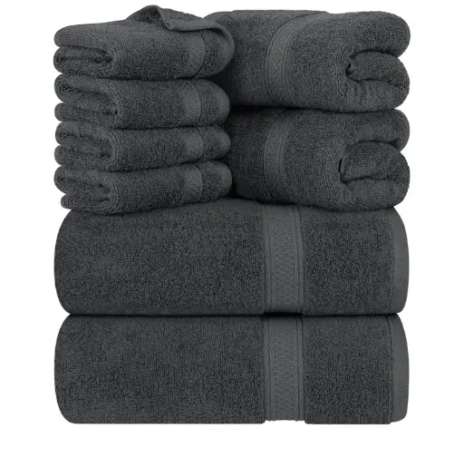 Utopia Towels | 8 Piece Spa Grey Premium Towel Set