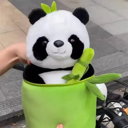 Cuddly Panda Soft Toy Emerging from Bamboo Pot