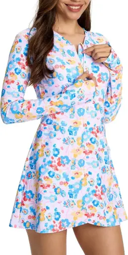 CAGOLA | Floral Oasis Rash Guard Swim Dress