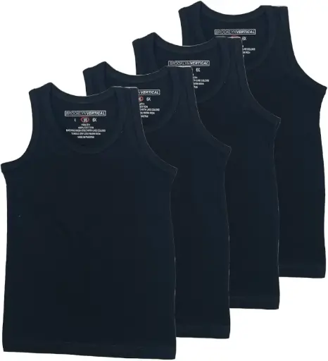 BROOKLYN VERTICAL | Boy's Charcoal Black undershirts | Pack of 4 