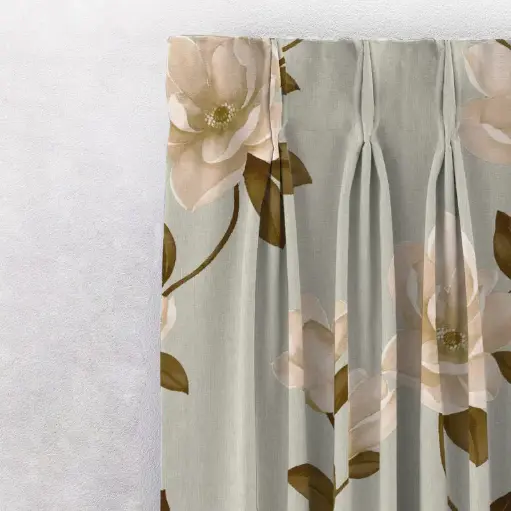 Floral Flock | Heavy Satin Room Darkening Curtains