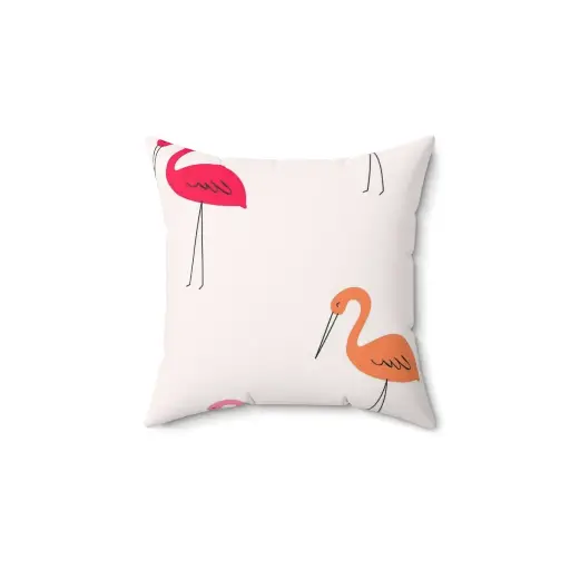 Spun Polyester Square Flamingo | Pillow Case 