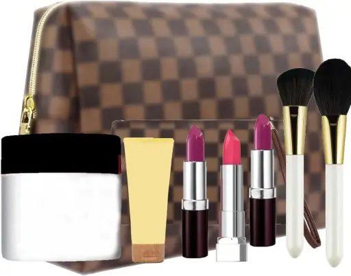 BAGCRAZY | Portable Leather Large Checkered | Makeup Bag
