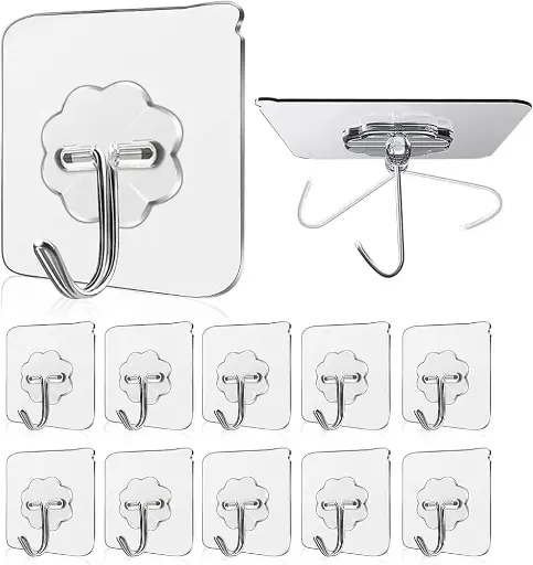 StickSae Adhesive Hooks for Kitchen - Pack of 10